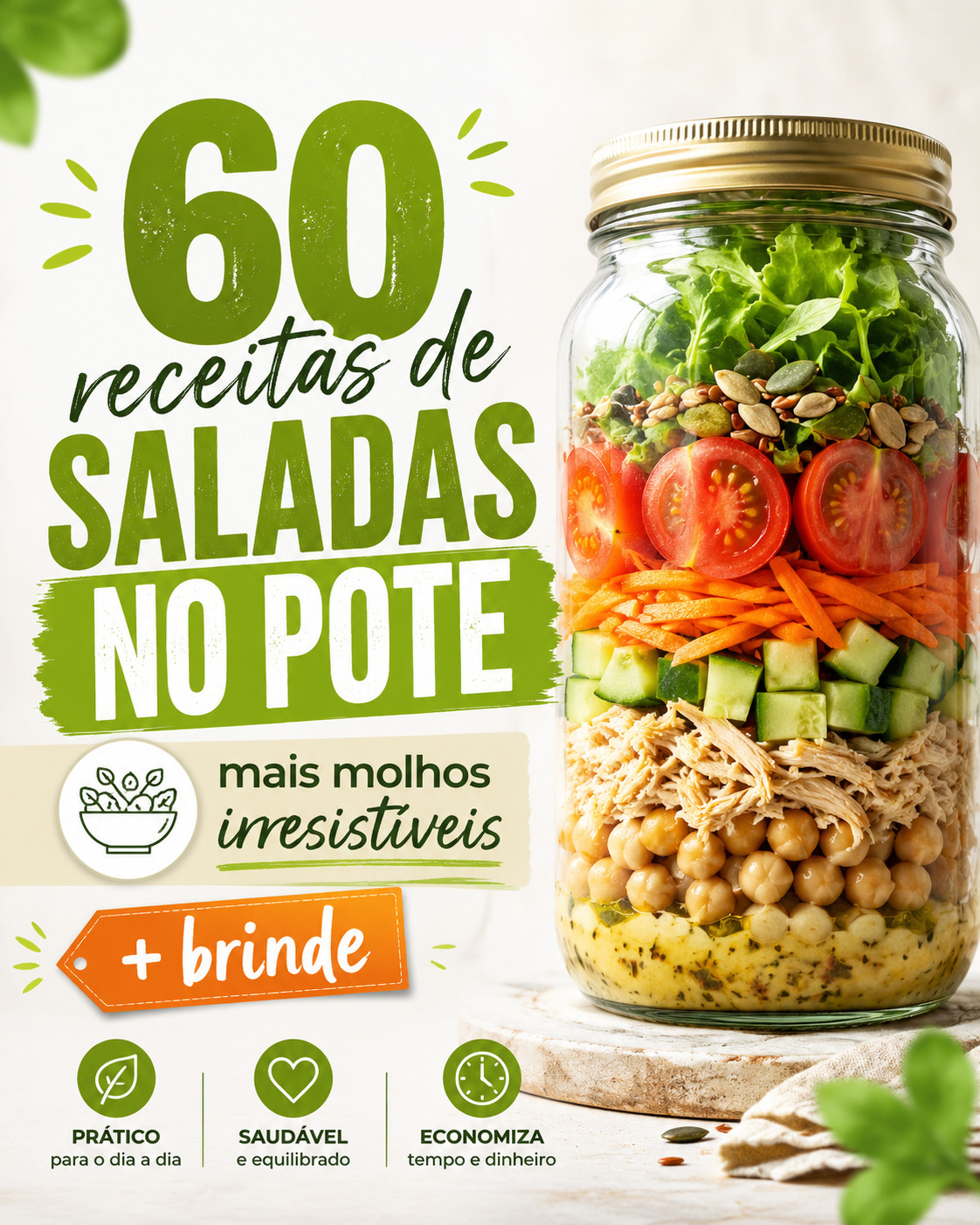 60 Receitas de salada no Pote + Molhos Irresistíveis 